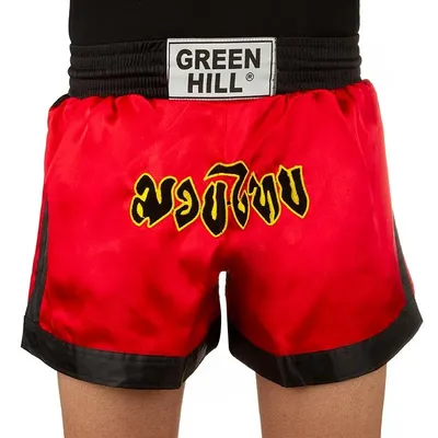شلوارک کیک بوکس ساتن Green Hill BYT | قرمز/مشکی